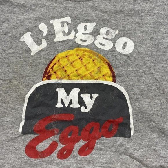 Kelloggs Leggo My Eggo Grey Shirt Teen Women s Graphic Tee Crop Top Sz XL - Picture 2 of 5